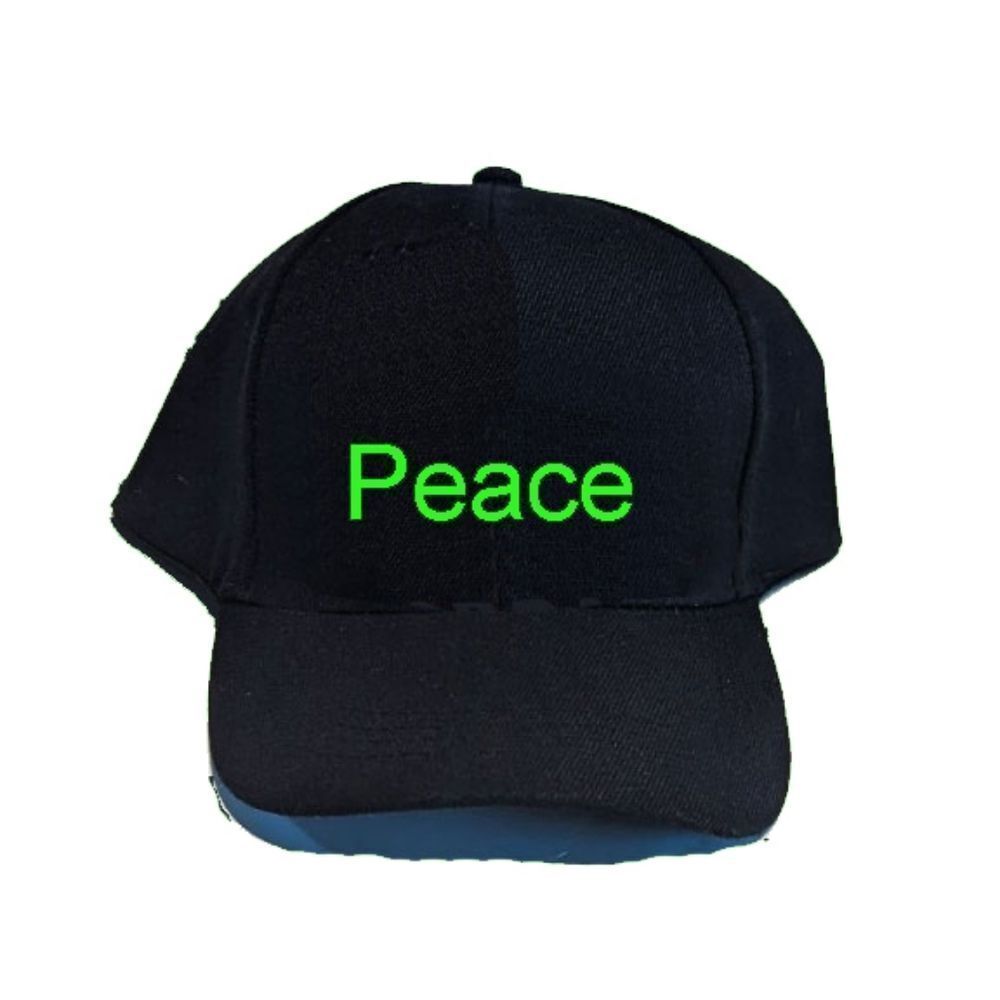 Unisex Peace Embroidered Hat Black Style Fashion Cool Casual Harmony Love Sereni